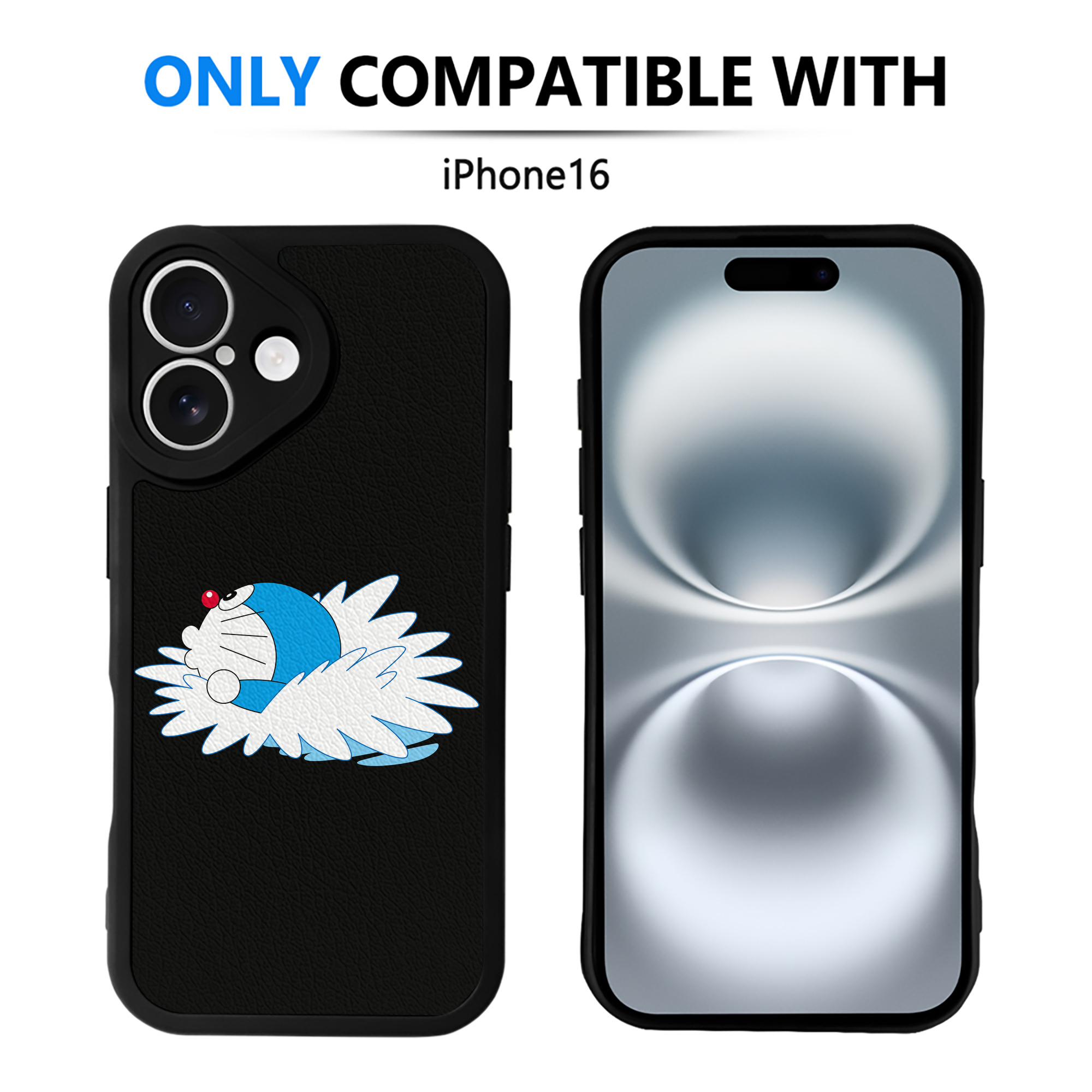 （画像用） ドラえもん Doraemon 【iPhone 16シリーズ対応】シリコンスマホケース（レザー調） 材質：シリコン
